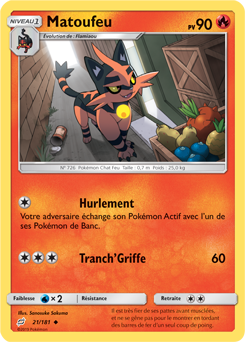 Carte Pokémon Peu commune Matoufeu 21/181 de la série Duo de Choc