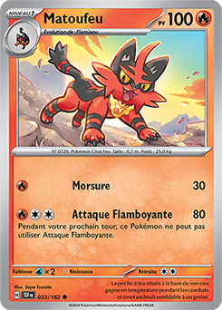 Carte Pokémon Matoufeu 33/162 de la série Forces Temporelles en vente au meilleur prix