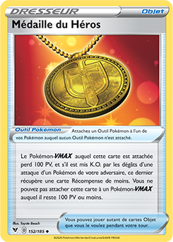 Carte Pokémon Médaille du Héros 152/185 de la série Voltage Éclatant en vente au meilleur prix
