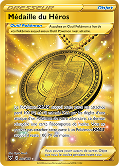 Carte Pokémon Objet Gold EB Médaille du Héros 201/185 de la série Voltage Éclatant
