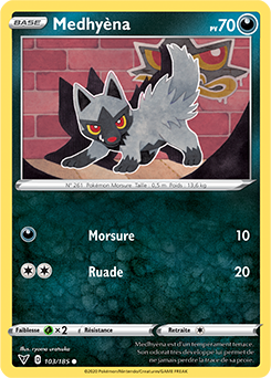 Carte Pokémon Medhyèna 103/185 de la série Voltage Éclatant en vente au meilleur prix