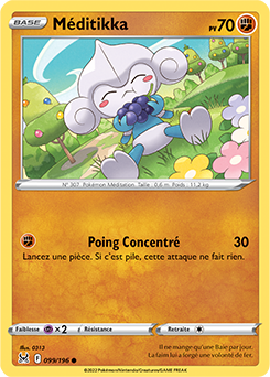 Carte Pokémon Meditikka 099/196 de la série Origine Perdue en vente au meilleur prix