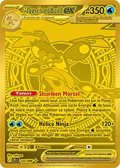 Carte Pokémon Méga hyper rare Méga Amphinobi ex 122/86 de la série Chaos Ascendant