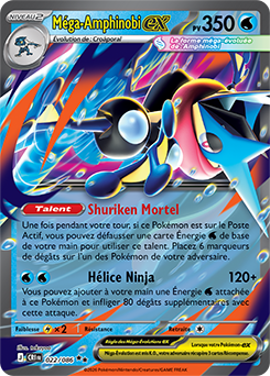 Carte Pokémon Double rare Méga Amphinobi ex 22/86 de la série Chaos Ascendant