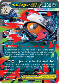Carte Pokémon Méga Baggaïd ex 135/217 de la série Héros Transcendants en vente au meilleur prix