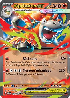 Carte Pokémon Double rare Méga Camérupt ex 22/132 de la série Méga-Évolution
