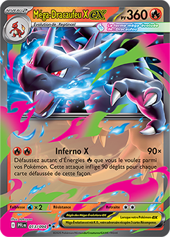 Carte Pokémon Double rare Méga Dracaufeu X ex 13/94 de la série Flammes Fantasmagoriques