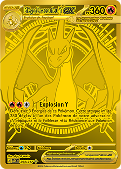Carte Pokémon Méga hyper rare Méga Dracaufeu Y ex 294/217 de la série Héros Transcendants