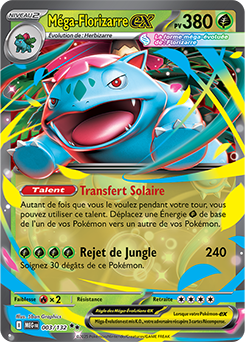 Carte Pokémon Double rare Méga Florizarre ex 3/132 de la série Méga-Évolution