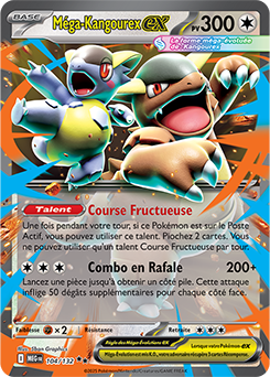 Carte Pokémon Double rare Méga Kangourex ex 104/132 de la série Méga-Évolution
