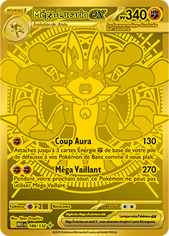 Carte Pokémon Méga hyper rare Méga Lucario ex 188/132 de la série Méga-Évolution