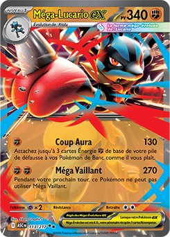 Carte Pokémon Méga Lucario ex 113/217 de la série Héros Transcendants en vente au meilleur prix