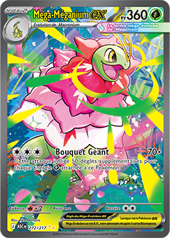 Carte Pokémon Illustration spéciale rare Méga Méganium ex 272/217 de la série Héros Transcendants