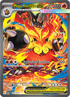 Carte Pokémon Méga Roitiflam ex 273/217 de la série Héros Transcendants en vente au meilleur prix