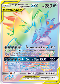 Carte Pokémon Secrète Rainbow GX Méga-Ténéfix Tyranocif GX 245/236 de la série Harmonie des Esprits