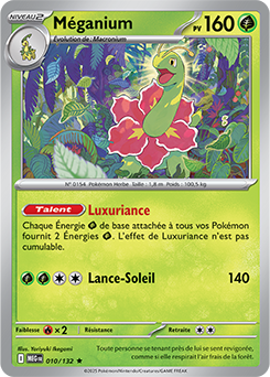 Carte Pokémon Rare Méganium 10/132 de la série Méga-Évolution