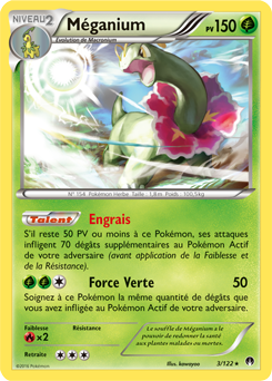 Carte Pokémon Holographique Rare Méganium 3/122 de la série Rupture Turbo