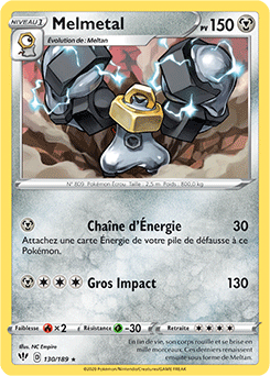 Carte Pokémon Melmetal 130/189 de la série Ténèbres Embrasées en vente au meilleur prix