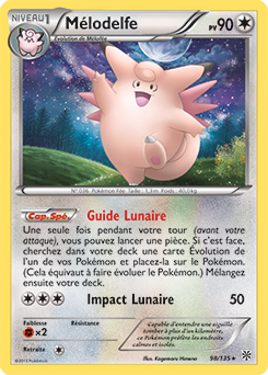 Carte Pokémon Rare Mélodelfe 98/135 de la série Tempête Plasma