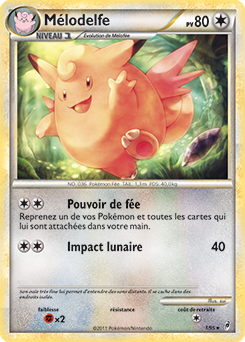 Carte Pokémon Holographique Rare Mélodelfe 1/95 de la série Appel des Légendes