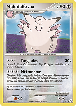 Carte Pokémon Rare Mélodelfe 22/130 de la série Diamant & Perle