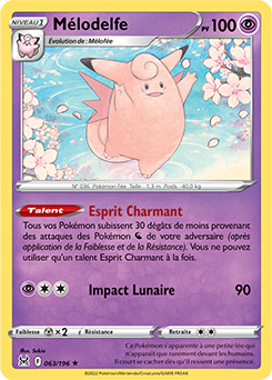 Carte Pokémon Rare Melodelfe 063/196 de la série Origine Perdue