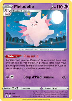 Carte Pokémon Mélodelfe 75/192 de la série Clash des Rebelles en vente au meilleur prix