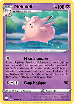Carte Pokémon Rare Mélodelfe 054/172 de la série Stars Étincelantes
