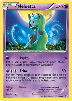 Carte Pokémon Holographique Rare Meloetta 77/149 de la série Frantières Franchies