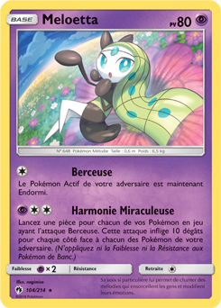 Carte Pokémon Rare Meloetta 104/214 de la série Tonnerre Perdu