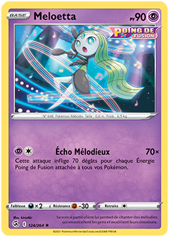 Carte Pokémon Rare Meloetta 124/264 de la série Poing de Fusion