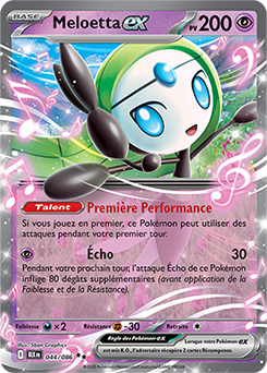 Carte Pokémon Double rare Meloetta ex 44/86 de la série Foudre Noire