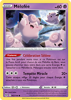 Carte Pokémon Melofee 062/196 de la série Origine Perdue en vente au meilleur prix