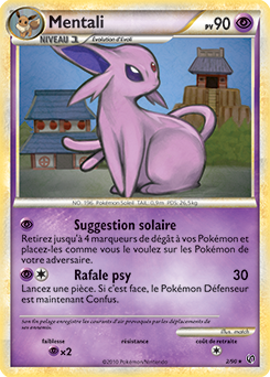 Carte Pokémon Holographique Rare Mentali 2/90 de la série Indomptable