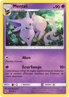 Carte Pokémon Rare Mentali 89/214 de la série Tonnerre Perdu