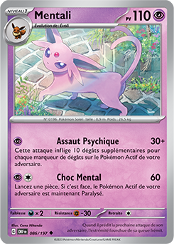 Carte Pokémon Peu commune Mentali 86/197 de la série Flammes Obsidiennes