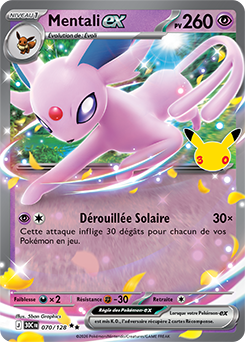 Carte Pokémon Double rare Mentali ex 070/128 de la série 30e Anniversaire