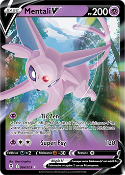 Carte Pokémon Ultra rare V Mentali V 64/203 de la série Évolution Céleste