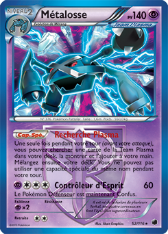Carte Pokémon Holographique Rare Métalosse 52/116 de la série Glaciation Plasma