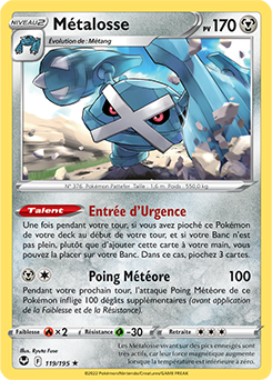 Carte Pokémon Holographique rare Métalosse 119/195 de la série Tempête Argentée