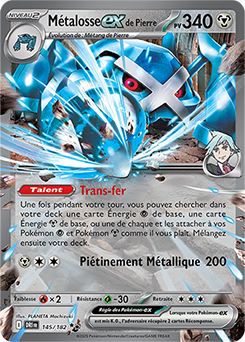 Carte Pokémon Double rare Métalosse ex de Pierre 145/182 de la série Rivalités Destinées