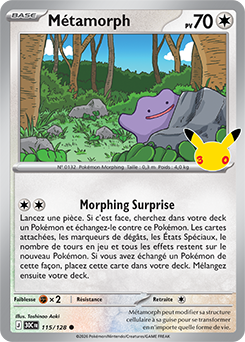 Carte Pokémon Communes Métamorph 115/128 de la série 30e Anniversaire