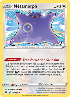 Carte Pokémon Holographique rare Métamorph 107/159 de la série Zénith Suprême