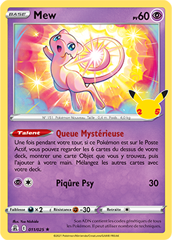Carte Pokémon Holographique rare Mew 11/25 de la série Célébrations