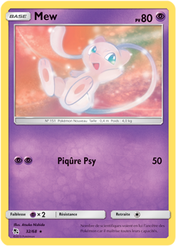 Carte Pokémon Rare Mew 32/68 de la série Destinées Occultes
