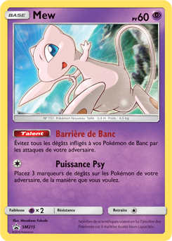 Carte Pokémon Mew SM215 de la série Promos Soleil et Lune en vente au meilleur prix