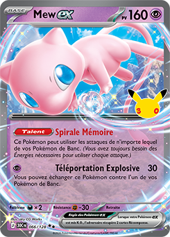 Carte Pokémon Double rare Mew ex 066/128 de la série 30e Anniversaire