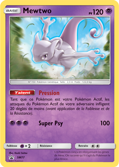 Carte Pokémon Promo Mewtwo SM77 de la série Promos Soleil et Lune