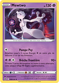 Carte Pokémon Holographique rare Mewtwo 059/159 de la série Zénith Suprême