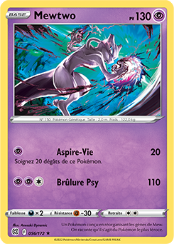 Carte Pokémon Rare Mewtwo 056/172 de la série Stars Étincelantes